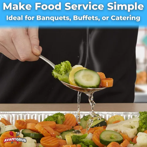 Vista 7 de Cuchara de servir resistente de 9 pulgadas de alta calidad. Cucharas elegantes de acero inoxidable para pasta y guarniciones. Cubertería para bufé