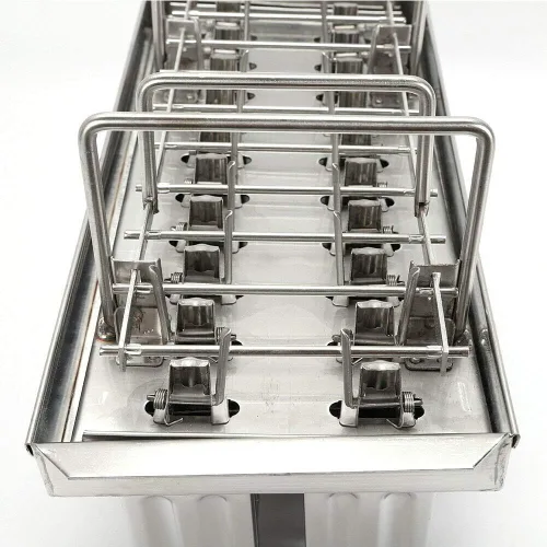 Vista 8 de Moldes de paletas de acero inoxidable, moldes de paletas de hielo, máquina de paletas con estante, molde de helado de congelación rápida, soporte