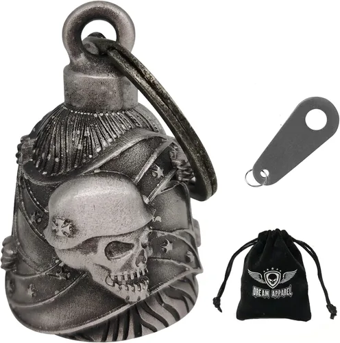 Vista 28 de Dream Apparel Campanas de motocicleta para motociclistas, accesorios de campanas pesadas y llavero para la suerte