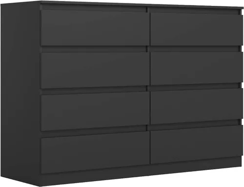Vista 11 de Cómoda negra para dormitorio, cómoda moderna de 6 cajones con cajón profundo, cómoda ancha, muebles organizadores de almacenamiento para dormitorio