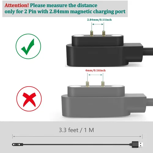 Vista 7 de Meliya VeryFit - Cable de carga magnético de 2 pines para reloj inteligente Veryfit IDW13, IDW19, IDW15, ID208, ID208 Plus, ID208BT, ID207, ID205L