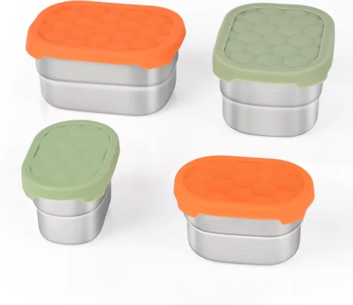 Vista 13 de Tanjiae Recipientes Pequeños (1 Taza) de Acero Inoxidable para Bocadillos para Niños Recipientes de Comida Fáciles de Abrir a Prueba de Fugas