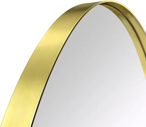 Vista 8 de Botiquín de baño empotrado en arco dorado cepillado con espejo de acero inoxidable con marco de metal rectangular con espejo de 16 x 28.3 pulgadas