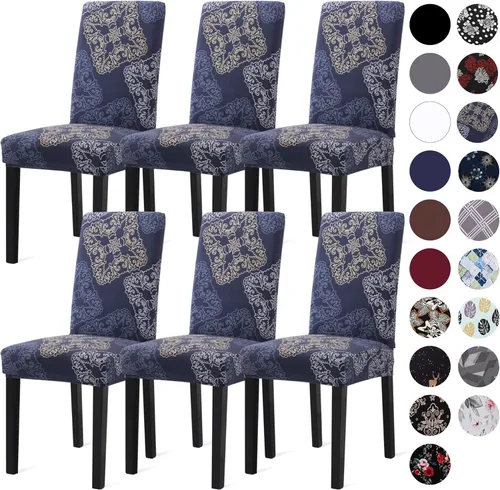 Vista 9 de Sufdari Juego de 2 fundas para sillas de comedor, fundas para sillas de cocina, fundas para sillas Parsons, protectores de sillas de elastano
