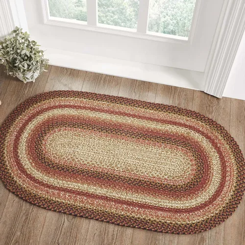 Vista 7 de VHC Brands Alfombra de especias de jengibre, mezcla de yute, medio círculo, bronceado rojo naranja, 16.5 x 33 pulgadas