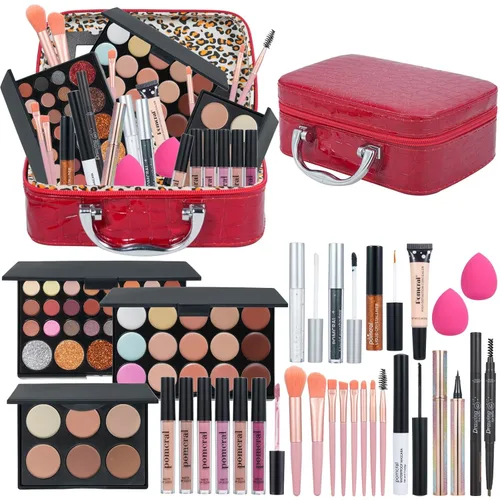 Vista 8 de Kit de maquillaje para adolescentes, kit de maquillaje para niñas, set de maquillaje para mujeres kit completo con caja de maquillaje, paletas