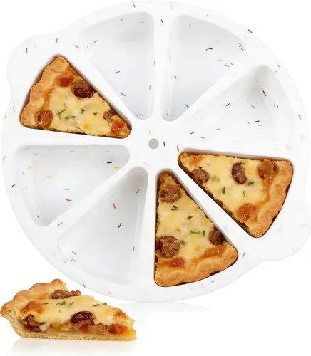 Vista 2 de SHEbaking Sartenes de silicona para hornear cuña, molde de silicona de 8 cavidades, moldes para tartas para quiche, pizza, brownies sin BPA