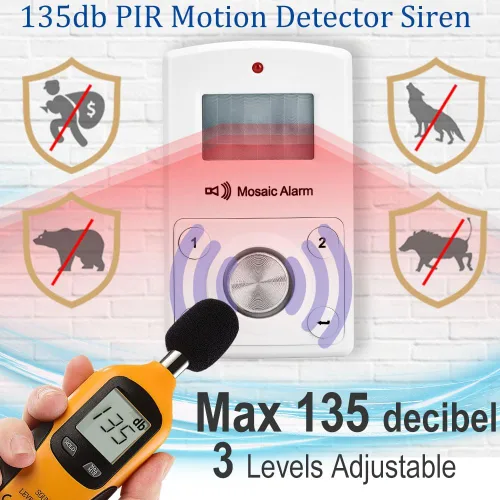 Vista 6 de Alarma de intrusión con teclado de 135dB, sensor de movimiento independiente para seguridad del hogar. Alerta portátil a batería para viajes