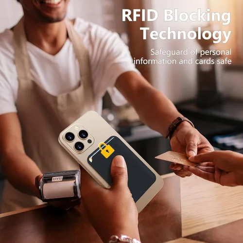 Vista 6 de Cartera MagSafe mejorada, cartera magnética para teléfono con soporte para 3 tarjetas, 23 imanes, bloqueo RFID para tarjetas de crédito, cuero