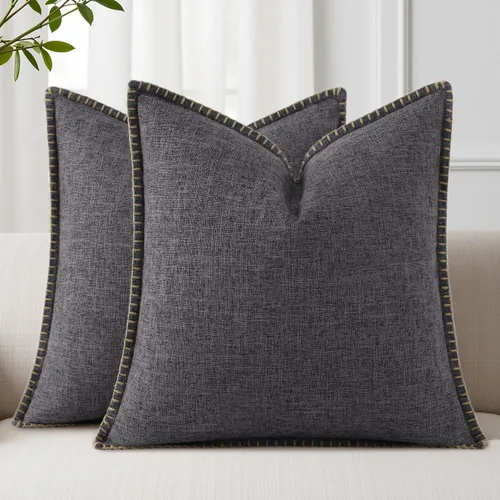 Vista 11 de decorUhome Juego de 2 fundas cuadradas de almohada decorativas de verano de 16 x 16 pulgadas, fundas cuadradas de lino sintético neutro