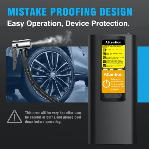 Vista 8 de Inflador de neumáticos, compresor de aire portátil, bomba de aire automática para neumáticos de automóvil, accesorios de automóvil con manómetro