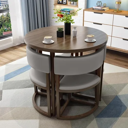 Vista 15 de YVYKFZD Juego de mesa de comedor redonda, juego de mesa y silla para sala de recepción de oficina, mesa de conferencia de café simple, mesa