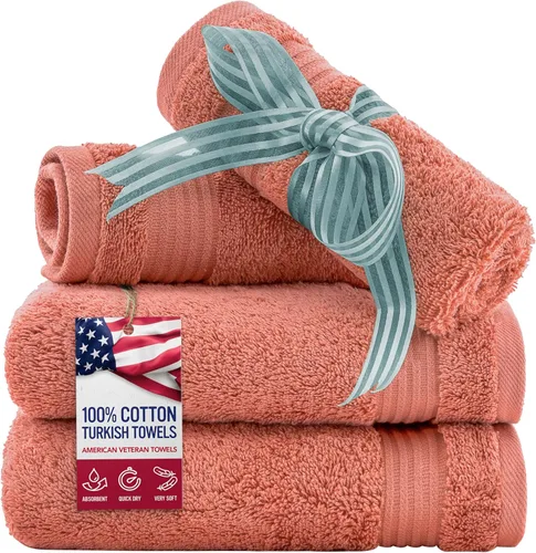 Vista 80 de Juego de toallas American Veteran Towel, de lujo, 6 piezas de algodón 100 % turco para máxima suavidad y absorción, para hotel y spa