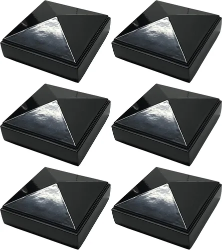 Vista 21 de Tapa de poste de pirámide de aluminio de 2 x 2 pulgadas para postes de metal, ajuste a presión, color negro con recubrimiento en polvo, resistente