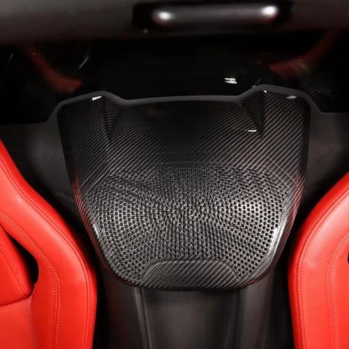 Vista 3 de Cubierta superior del altavoz trasero compatible con Corvette C8 Coupe 1LT 2020-2023 de fibra de carbono real, 1 unidad, accesorios de ajuste