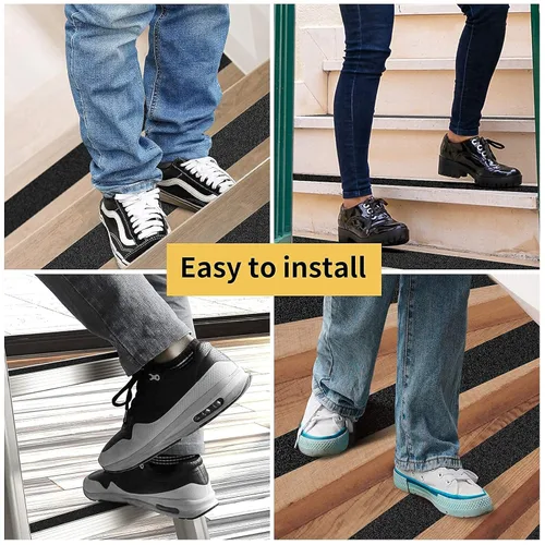 Vista 5 de Cinta de agarre – Cinta antideslizante de servicio pesado de grano 80 antideslizante para escaleras exterior/interior, impermeable de alta tracción