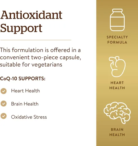 Vista 4 de Solgar Vegetarian CoQ-10 200 mg, 60 cápsulas vegetales – Saludable para el corazón, antioxidante protector – Suplemento de coenzima Q10 (CoQ-10)