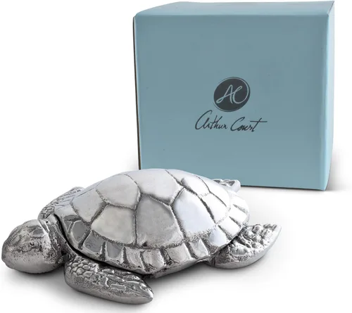 Arthur Court Diseños de aluminio océano tortuga botella barra cerveza herramienta estatuilla decoración decoración abridor 4 pulgadas x 3 pulgadas