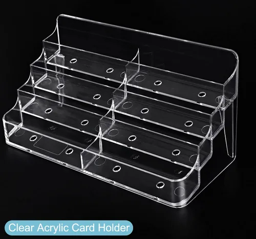 Vista 3 de Tarjetero para tarjetas de visita de acrílico de 8 bolsillos para escritorio, soporte transparente para tarjetas de visita de escritorio, tarjeteros