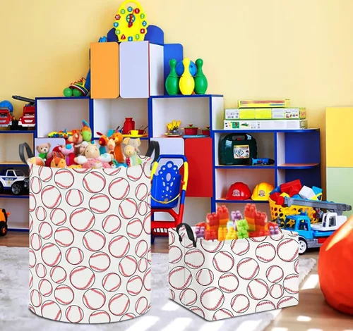 Vista 2 de Cesta de lavandería de 19.7 pulgadas, cesta de ropa sucia para niños, contenedor de almacenamiento de juguetes impermeable, decoración