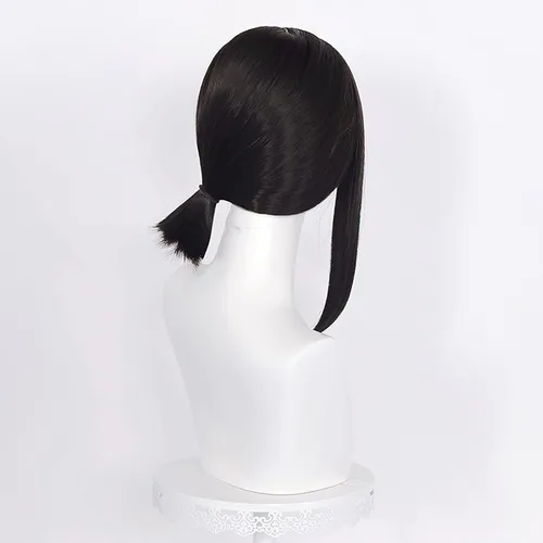 Vista 4 de Probeauty Peluca negra para mujer, pelucas de disfraz de anime con cubos de pelo + gorra de peluca
