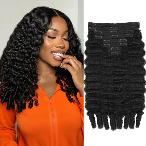 Vista 55 de Extensiones de Cabello con Clip Recto de Cabello Humano Real 8 Piezas Cabello Humano Remy con Clip para Mujeres, Cabello Humano Suave Natural, 120g