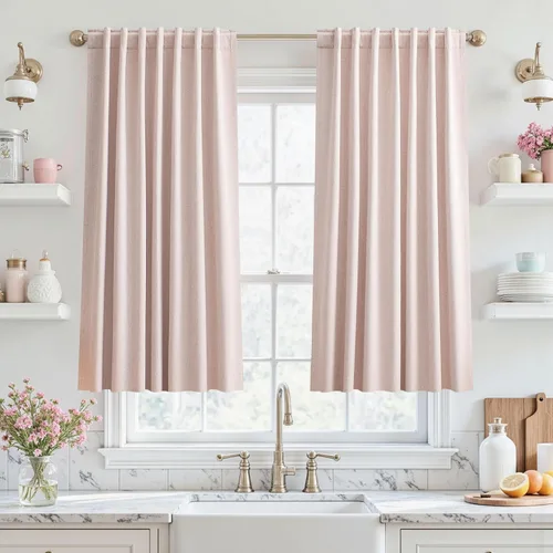 Vista 17 de UHITECH Cortinas opacas de lino de 102 pulgadas de largo, juego de 2 paneles térmicos para sala de estar, cortinas opacas para dormitorio