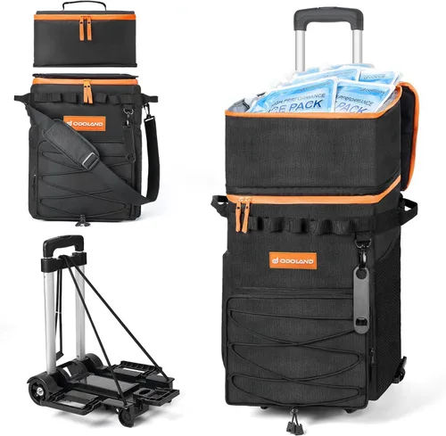 Vista 11 de Odoland 72 Can Rolling Cooler Bag with Wheels & Handle, Collapsible Insulated Ice Chest for Beach, Camping & Tailgating - Portable Travel Soft