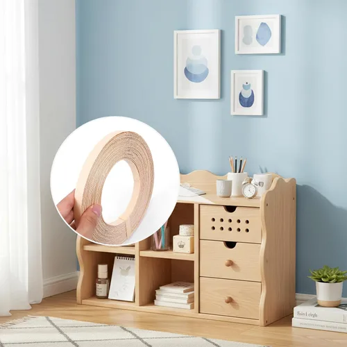 Vista 6 de Bandas de borde de abedul de 1/2 pulgada x 50 pies para planchar en bordes de chapa de madera, banda de borde de chapa de abedul para planchar