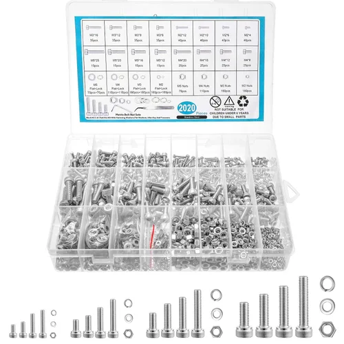 Vista 7 de 2024 Pz Surtido de Tornillos Métricos, Surtido de Pernos y Tuercas Surtido de Pernos de Máquina Métricos M2 M3 M4 M5, Juego de Tornillos Hexagonales