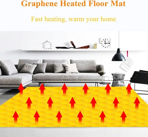 Vista 2 de Carbon Crystal Electric Heating Carpet Heated Area Rugs, Heated Floor Mat w/Timers & Temperature Adjustable, Foot Warmer Under Desk Electric Heating