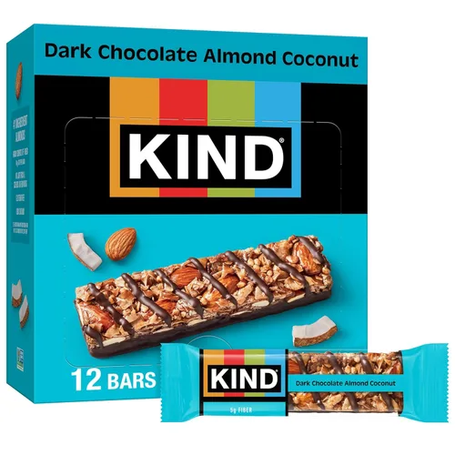 Vista 4 de KIND - Barras de chocolate oscuro, moca y almendras, bocados saludables, libres de gluten, bajas en azúcar, con 0.18 onzas de proteína, 12