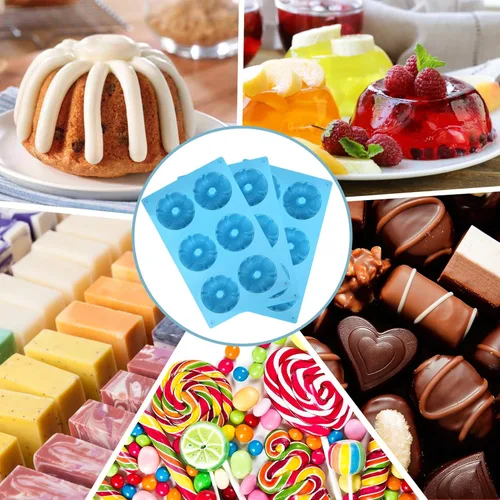 Vista 7 de Palksky Mini tubo estriado de silicona 6-cavidad (3PCS), multi-cavidad pequeña pastel hornear pan, mini moldes para chocoflan