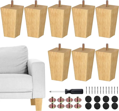 Vista 13 de TURSTIN Juego de 8 patas cuadradas de madera maciza de 3 pulgadas para sofá, patas de repuesto para sofá, patas de muebles de mediados de siglo