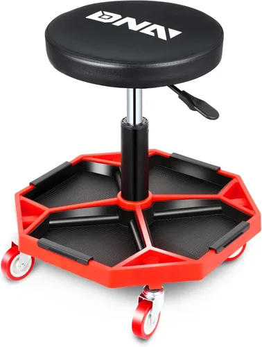 Vista 10 de DNA Motoring - Taburete mecánico neumático de altura ajustable para garaje con bandeja de herramientas, asiento rodante, capacidad máxima de 300 Azul