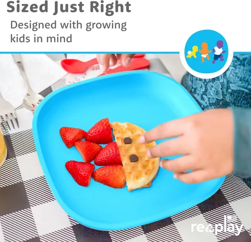 Vista 8 de Re Play - Platos planos reutilizables de 22 onzas para la alimentación de bebés y niños pequeños, aptos para lavavajillas y microondas, platos