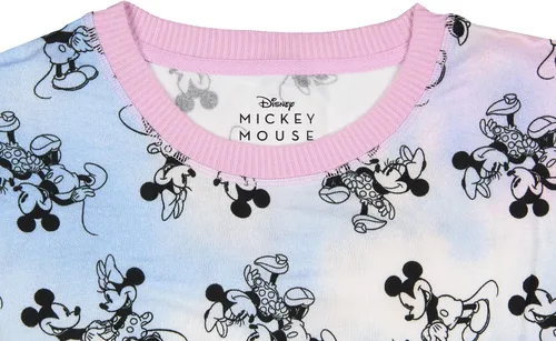 Vista 5 de Disney Camiseta de pijama de manga larga con teñido anudado de Minnie y Mickey Mouse para mujer, Pastel Tie Dye