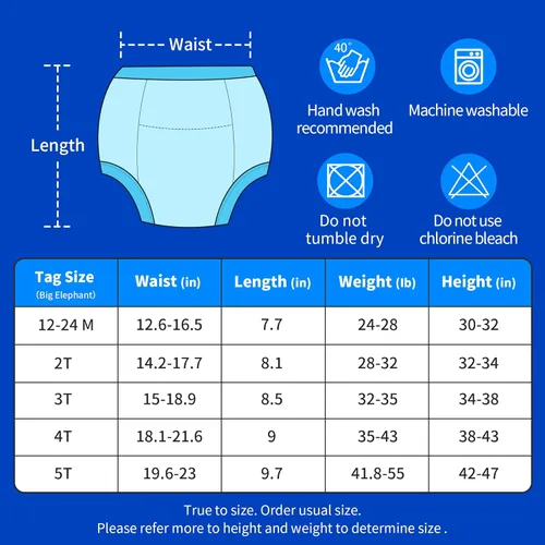 Vista 4 de BIG ELEPHANT Potty Training Underwear - 10 Pack, 100% Cotton Absorbent Unisex Toddler Pee Pants for Boys Girls