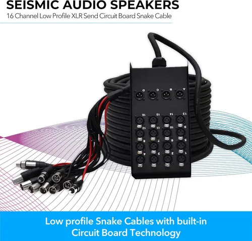 Vista 3 de Seismic Audio Altavoces de 16 canales de bajo perfil XLR Enviar placa de circuito Cable de serpiente, cable divisor XLR, 100 pies