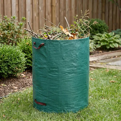 Vista 7 de Gardzen Paquete de 3 bolsas de basura de 72 galones, reutilizables, resistentes, plegables, para hojas de jardín, con anillo de plástico, contenedor