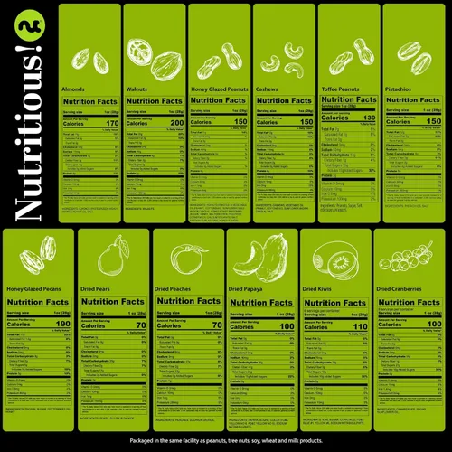 Vista 2 de NUT CRAVINGS Colección Gourmet - Agradecimiento y Apreciación, Cesta de Regalo Torre de Nueces y Frutas Secas, con Cinta TY + Tarjeta