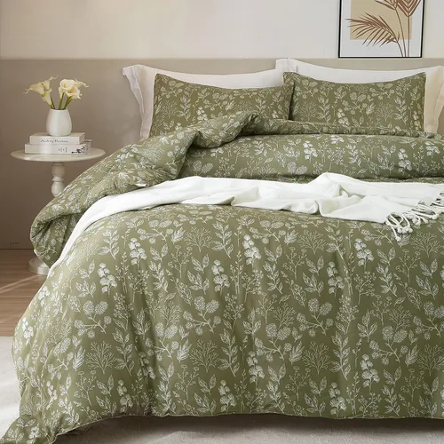 Vista 73 de HighBuy Funda de edredón floral de algodón, floral, coquette, fundas de edredón ligeras, suaves para niñas, juego de ropa de cama estilo jardín