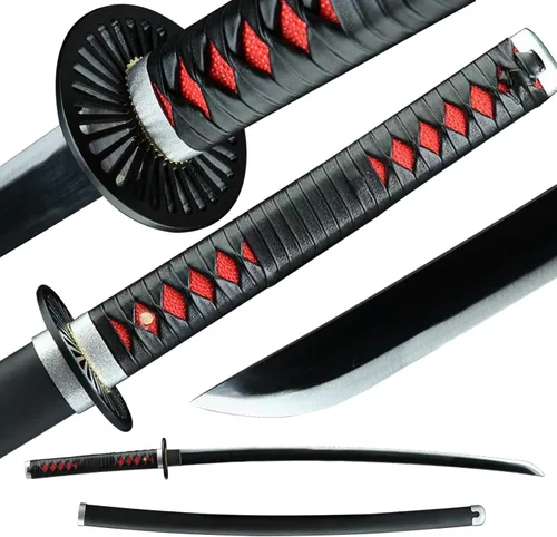 Vista 11 de Demon Slayer - Espada Tanjiro Katana de acero 1065, espiga completa, hecha a mano, Katana japonesa real, 41 pulgadas