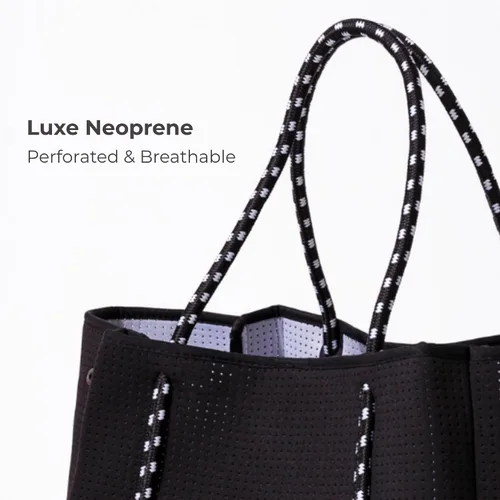 Vista 5 de POPUPS Bolso grande de neopreno para mujer - Bolso de mano de diseñador para todos los días, para el trabajo, la playa y viajes con bolsillos