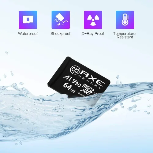Vista 3 de AXE MEMORY Tarjeta Micro SD de 64 GB 4K Ultra Full HD Video MicroSDXC de alta velocidad hasta 95MB/S A1 V30 UHS-I U3, con adaptador SD