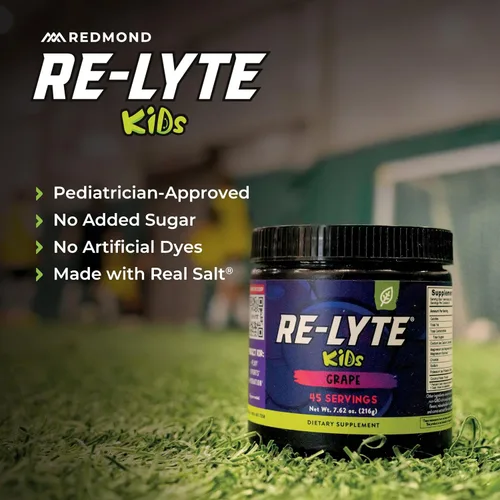 Vista 5 de REDMOND Re-Lyte Kids Hydration - Mezcla de electrolitos en polvo, uva, 7.62 onzas