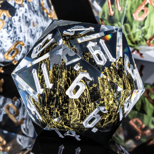 KERWELLSI Juego de dados DND de resina, dados D20 gigantes individuales de 1.299 in con caja de regalo, juego de rol poliédrico naturaleza montaña