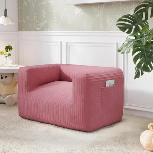 Vista 13 de COMAX Silla Puf para Niños, Sofá de Peluche para Niños Pequeños para Niños y Niñas, Sofá Perezoso de Pana con Relleno de Esponja Triturada, Silla
