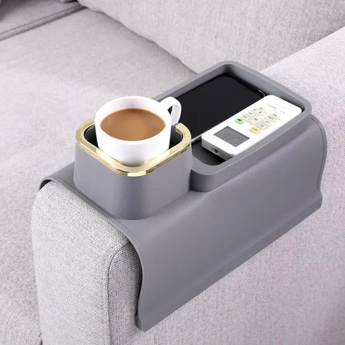 Vista 8 de HMASYO Bandeja Portavaso para Sofá - Bandeja de Silicona para Brazo de Sofá, Organizador de Bebidas y Bandeja para Control Remoto, Snacks, Celular