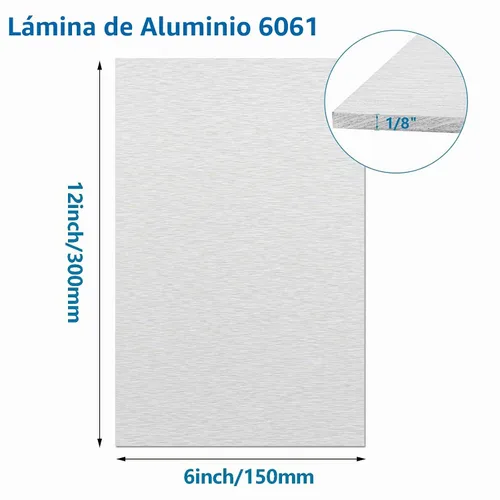 Vista 3 de Placa de hoja de aluminio de 1 pulgada de grosor, placas de aluminio resistentes de 6 x 6 pulgadas con película protectora, placa de panel plano